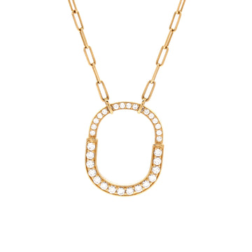 Tiffany & Co. Lock Motif Pendant Necklace 18K Yellow Gold and Pave Diamonds Medium