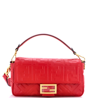 Fendi Baguette NM Bag Zucca Embossed Leather Medium