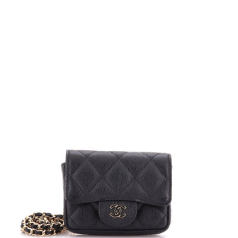 Chanel Classic Flap Chain Belt Bag Quilted Caviar Mini