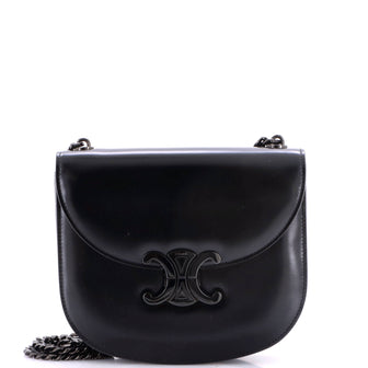 Celine Triomphe Besace Clea Chain Flap Bag Leather