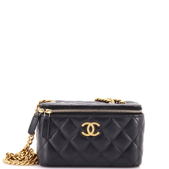 Chanel All Slide Long Vanity Case with Chain Quilted Lambskin Small