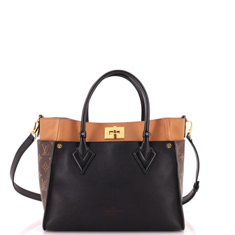 Louis Vuitton On My Side Tote Leather with Monogram Canvas MM