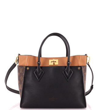 Louis Vuitton On My Side Tote Leather with Monogram Canvas MM