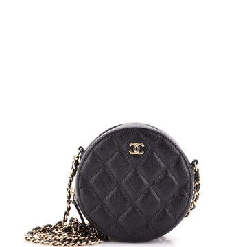 Chanel Round Clutch with Chain Quilted Caviar Mini