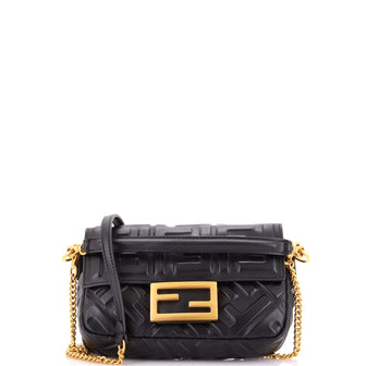 Fendi Baguette NM Bag Zucca Embossed Leather Mini