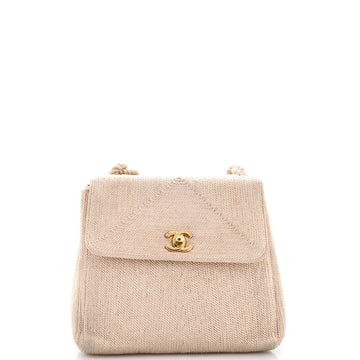 Chanel Vintage CC Flap Shoulder Bag Woven Silk Rope Small