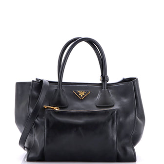 Prada Front Pocket Wing Convertible Tote Soft Calf