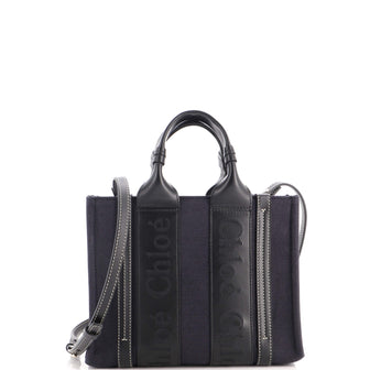 Chloe Woody Convertible Tote Canvas with Leather Small