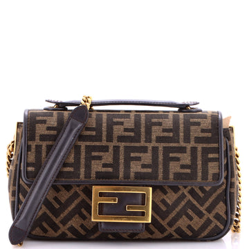 Fendi Midi Baguette Chain Bag Zucca Canvas Medium