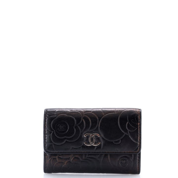 Chanel CC Flap Card Case Camellia Lambskin