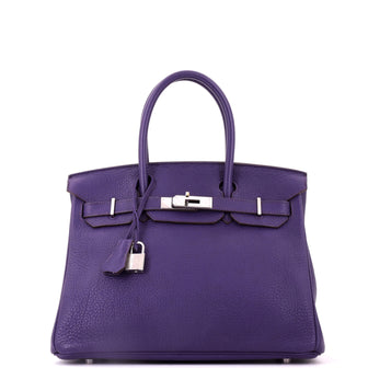 Hermes Birkin Handbag Purple Togo with Palladium Hardware 30