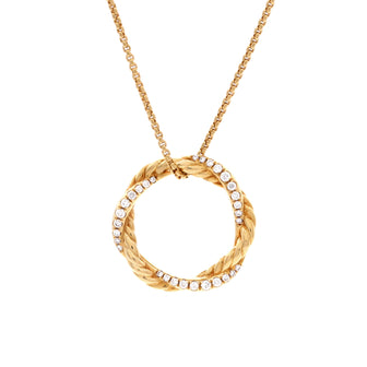 David Yurman Infinity Pendant Necklace 18K Yellow Gold with Diamonds Petite