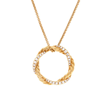 David Yurman Infinity Pendant Necklace 18K Yellow Gold with Diamonds Petite