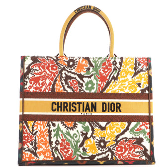 Christian Dior Book Tote Embroidered Canvas Large