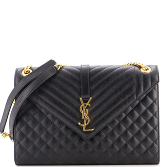 Saint Laurent Classic Monogram Envelope Satchel Mixed Matelasse Leather Large