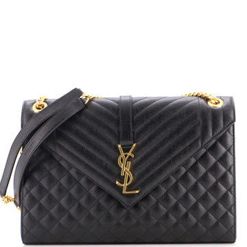 Saint Laurent Classic Monogram Envelope Satchel Mixed Matelasse Leather Large