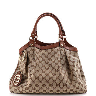 Gucci Sukey Tote GG Canvas with Leather Medium