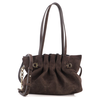 Salvatore Ferragamo Piercing Shoulder Bag Suede Small