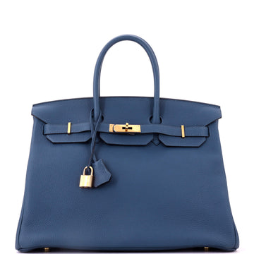 Hermes Birkin Handbag Blue Togo with Gold Hardware 35