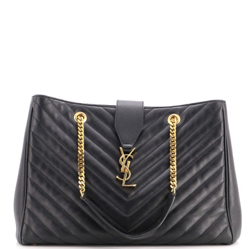 Saint Laurent Classic Monogram Shopper Matelasse Chevron Leather Large