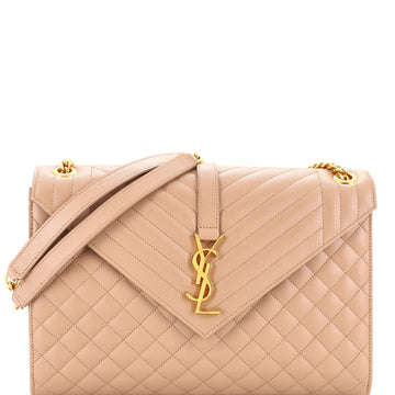 Saint Laurent Classic Monogram Envelope Satchel Mixed Matelasse Leather Large