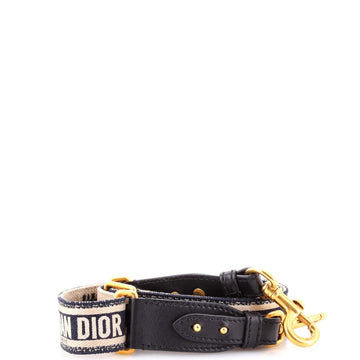 Christian Dior Logo Shoulder Strap Embroidered Canvas Thin