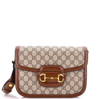 Gucci Horsebit 1955 Shoulder Bag GG Coated Canvas with Leather Small