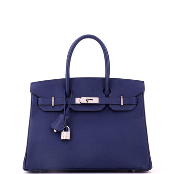 Hermes Birkin Handbag Blue Epsom with Palladium Hardware 30