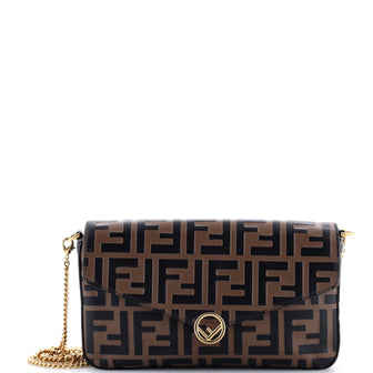 Fendi F is Fendi Envelope Clutch on Chain Zucca Embossed Leather