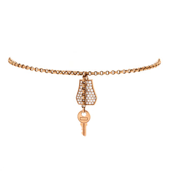 Hermes Kelly Clochette Chain Bracelet 18K Rose Gold with Pave Diamonds Small