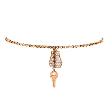 Hermes Kelly Clochette Chain Bracelet 18K Rose Gold with Pave Diamonds Small