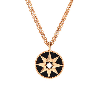 Christian Dior Rose des Vents Pendant Necklace 18K Rose Gold with Diamond and Onyx Medium