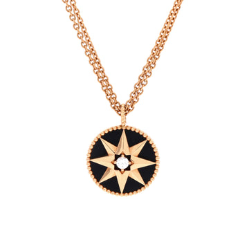 Christian Dior Rose des Vents Pendant Necklace 18K Rose Gold with Diamond and Onyx Medium