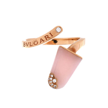 Bvlgari Gelati Ring 18K Rose Gold with Pink Opal and Diamonds