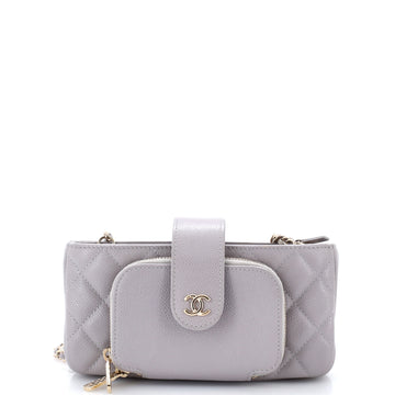 Chanel Business Affinity Phone Holder With Chain Quilted Caviar