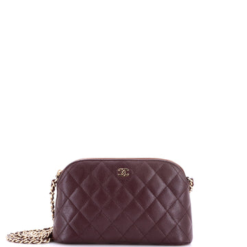 Chanel CC Dome Zip Clutch with Chain Quilted Caviar Small