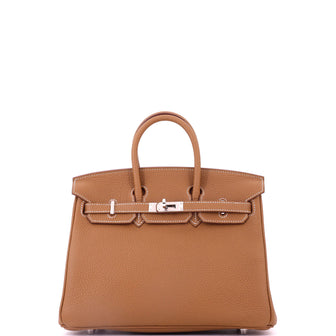 Hermes Birkin Handbag Gold Togo with Palladium Hardware 25