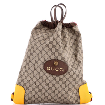 Gucci Neo Vintage Drawstring Backpack GG Coated Canvas Large