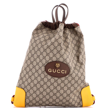 Gucci Neo Vintage Drawstring Backpack GG Coated Canvas Large