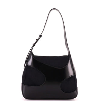 Salvatore Ferragamo Cut Out Shoulder Bag Leather and Canvas Medium