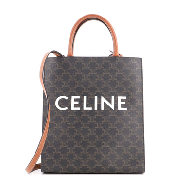 Celine Vertical Cabas Tote Triomphe Coated Canvas Small