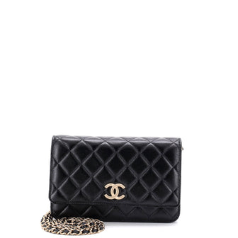 Chanel Textured CC Wallet on Chain Quilted Caviar