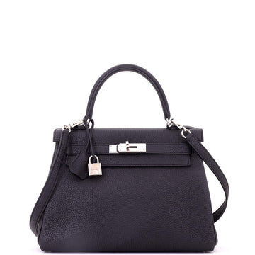 Hermes Kelly Handbag Noir Togo with Palladium Hardware 28
