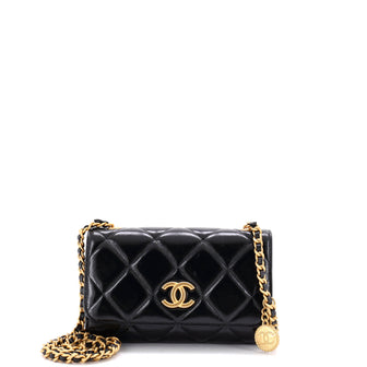 Chanel CC Medallion Wallet on Chain Quilted Shiny Lambskin