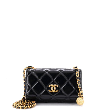 Chanel CC Medallion Wallet on Chain Quilted Shiny Lambskin