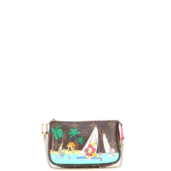 Louis Vuitton Pochette Accessoires Limited Edition Vivienne Xmas Monogram Canvas Mini