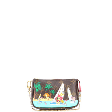 Louis Vuitton Pochette Accessoires Limited Edition Vivienne Xmas Monogram Canvas Mini