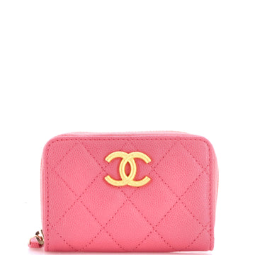 Chanel Textured CC Zip Coin Purse Quilted Caviar Small