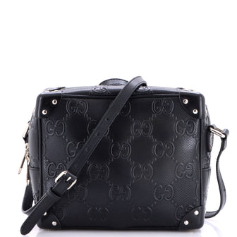 Gucci Square Shoulder Bag GG Embossed Perforated Leather