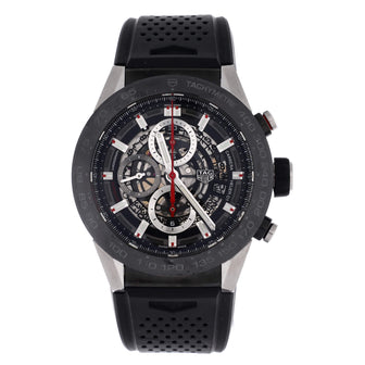 Tag Heuer Carrera Calibre Heuer 01 Skeleton Chronograph Automatic Watch Stainless Steel with PVD and Rubber 45